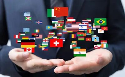 International flags representing global business